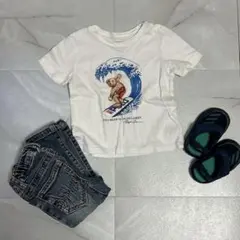 【ラルフローレン】ポロベア Tシャツ 80 ホワイト 12M サーフィン ベビー