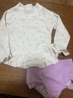 プティマイン　ベビー水着セット 花柄 ラッシュガード90