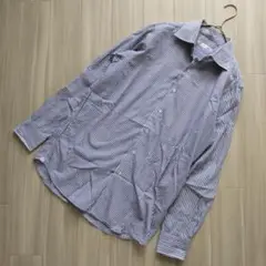 グリーンレーベルリラクシング　ストライプシャツ　ブルー　メンズ
