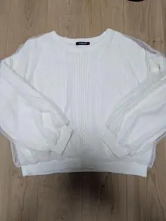 AS KNOW AS PINKY ホワイトバルーンスリーブセーター