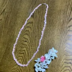 天然石　ロングネックレス　ピンク　80cm