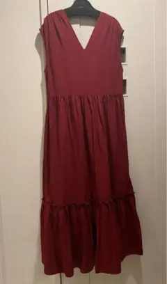 【letter♡】赤 レッド ノースリーブロングワンピース マキシワンピース