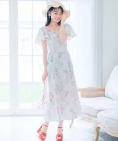 willselection ボタニカルフレアリーブフラワーワンピース