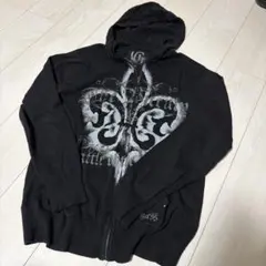 guess 黒 ジップアップパーカー L