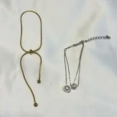 ゴールド シルバー パール ブレスレット セット！