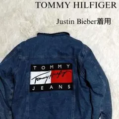 【希少】TOMMY　トミー　刺繍デカロゴ　ボアデニムジャケット
