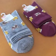 ☆タグ付き☆新品・未使用☆靴下 たぬき きつね 2足 セット 動物