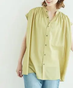 2024SS【ROPE PICNIC】スタンドカラーギャザーブラウス　38