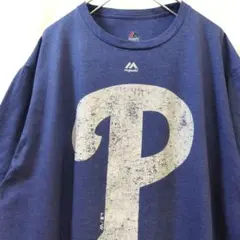 Majestic MLB フィリーズ Tシャツ XL ビッグロゴ アメカジ 古着のサムネイル