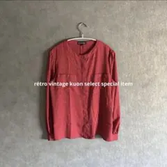 昭和レトロペイズリー柄シャツ　箔押し　ヴィンテージブラウス　サテン　レトロコーデ