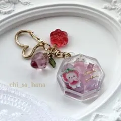琥珀糖ボックス＊いちごのキーホルダー レジン スイーツ ハンドメイド