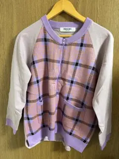 PERSON'S チェック柄ジップアップカーディガン PA20122