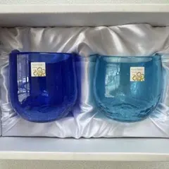 新品　手作りガラス 青　水色 グラス2個セット　琉球ガラス　沖縄　お土産