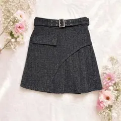 【美品】HARE ハレ アシンメトリー プリーツ ミニスカート ベルト付 モード