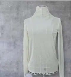 シースルーメロウ カットソー タートル ハイネックシアー アイボリー