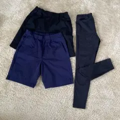 UNIQLO 130 ユニクロ　ハーフパンツ　レギンス　3点セット　男女　黒　紺