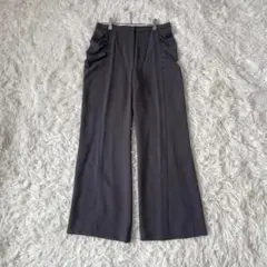 ロブジェ ワイドパンツ ギャザー付き（L）ダークグレー 良品