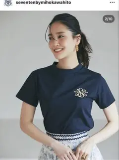 seventenbymihokawahito SVT刺繍Tシャツ/ネイビー/M