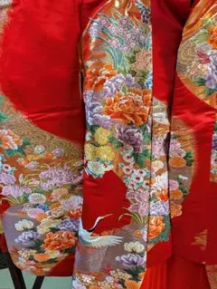 色打掛 唐織物オレンジ 鳳凰 菊 刺繍 - メルカリ