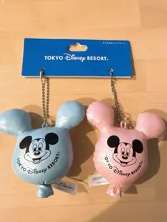 TDR ディズニー ミッキーバルーン ぬいぐるみバッジ ぬいば 水色 ピンク