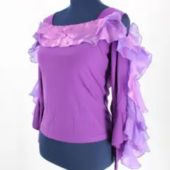 【美品 社交ダンス衣装】トップス prima boutique 紫 ラベンダー