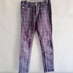 SOMETHING チェック柄パンツ ネイビー系