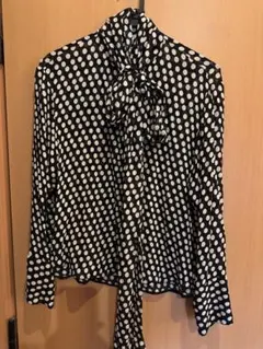 ZARA ドット柄リボン付き長袖シャツ S