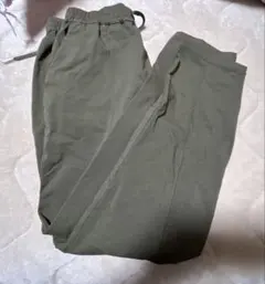 グリーン スラックス ウエストゴム