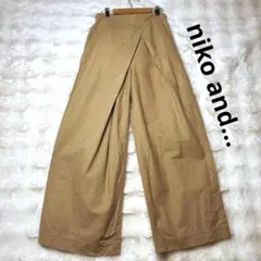 nikoand ベージュ ラップスタイル ワイドパンツ ゆったり　4 麻　綿