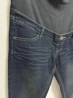 マタニティ ハイウエスト デニム スキニーパンツ