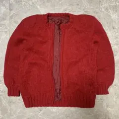 赤いニットカーディガン 長袖 a28
