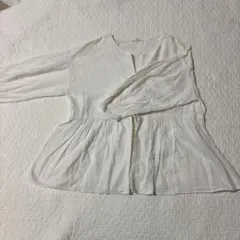 【studio CLIP】ホワイト コットン五分袖シャツ M