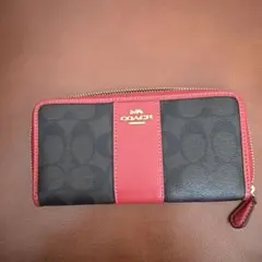 COACH シグネチャー 長財布 CW778 レッドストラップ コーチ 使用済み