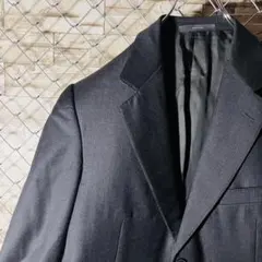 ゼニア最高級ウール 通年用ブラックスーツ上 IT52 XL 美光沢 伊製 