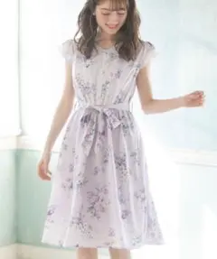 春服tocco closet ウエストりぼん付きスイートブーケフラワーワンピ