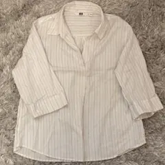 UNIQLO ストライプシャツ 五分袖 ホワイト Mサイズ