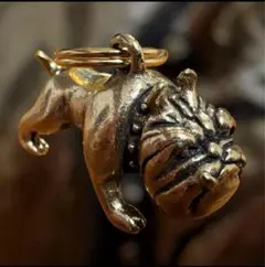 真鍮　闘牛犬　ブル　キーホルダー　キーリング