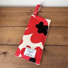 赤白花　メガネケース　ハンドメイド