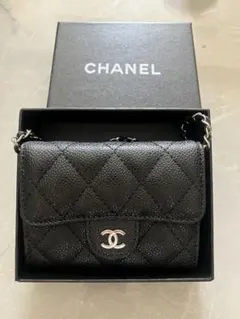 CHANEL ブラック レザー ショルダーバッグ