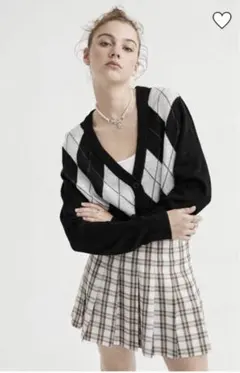 エイチアンドエム h&m アーガイル柄 ショート丈カーディガン