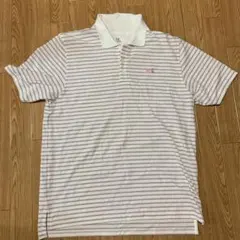 UNDER ARMOUR ボーダー ポロシャツ ホワイト ピンク LG