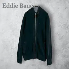 Eddie Bauer ジップアップニットセーター ブラック 綿　メンズ　S