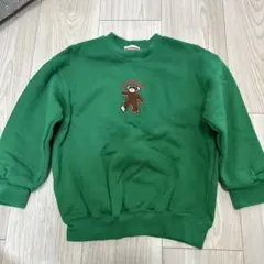 ミキハウス クマ刺繍 トレーナー 緑　レトロ