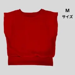 レッド ノースリーブ トップス Mサイズ