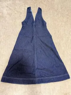 ダークデニム Vネック ノースリーブ サロペット S