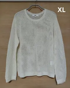 ユニクロ 3D メッシュ クルーネック セーター 白 XL