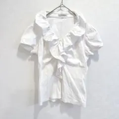 ナラカミーチェ　NARACAMICIE　フリル付きホワイト半袖シャツ Ｏサイズ