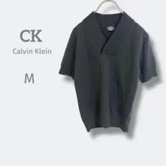 2785カルバンクライン【M】ウールVネックニット　リブネック　ノームコア　定番