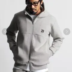 ダファーブラックレーベルダンボールニットパーカーライトグレーXL