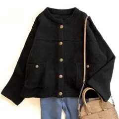 ニットジャケット ノーカラージャケット